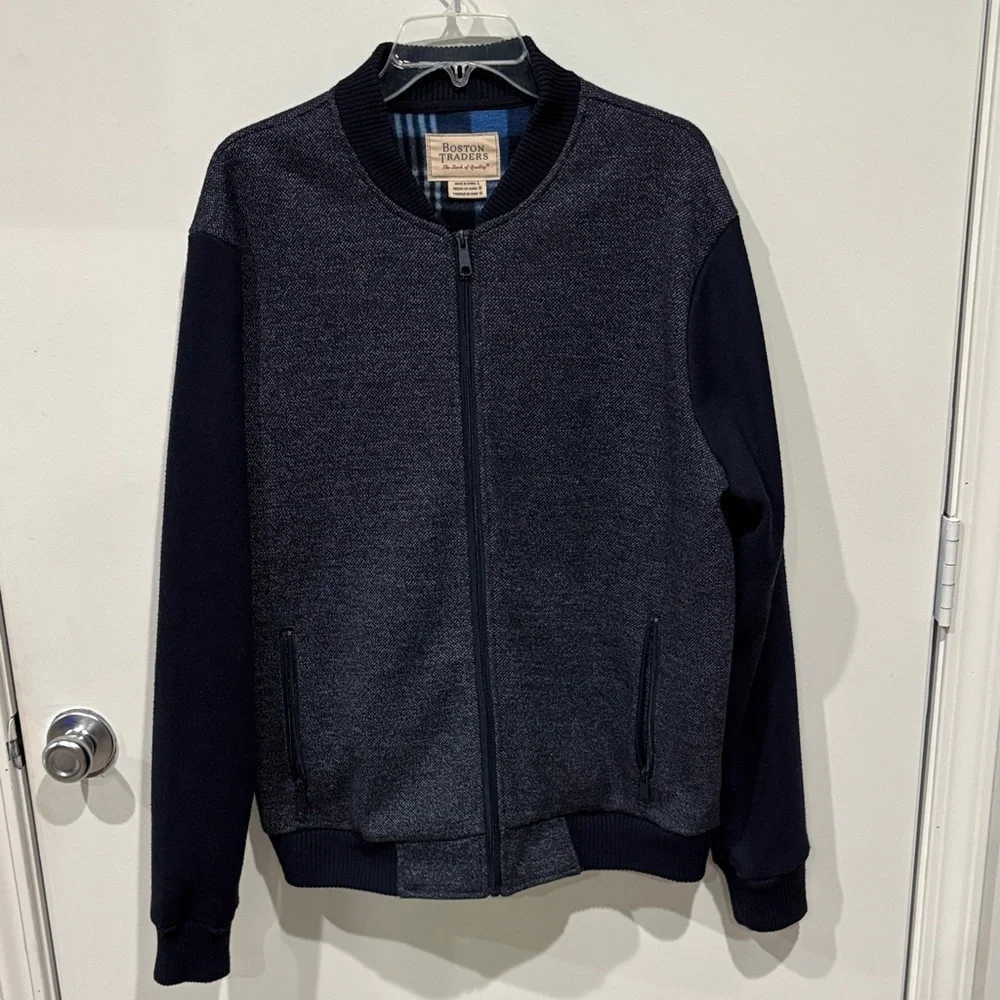 Boston Traders Full Zip Fleece Lined Knit Bomber Jacket Size L